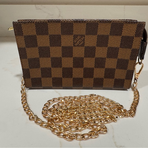 Louis Vuitton Damier Ebene Bucket Pouch mini bag with FREE non-branded chain - Picture 1 of 7